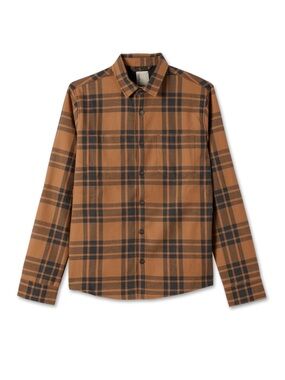 NWT Vuori Range Shirt Jacket in Camel plaid